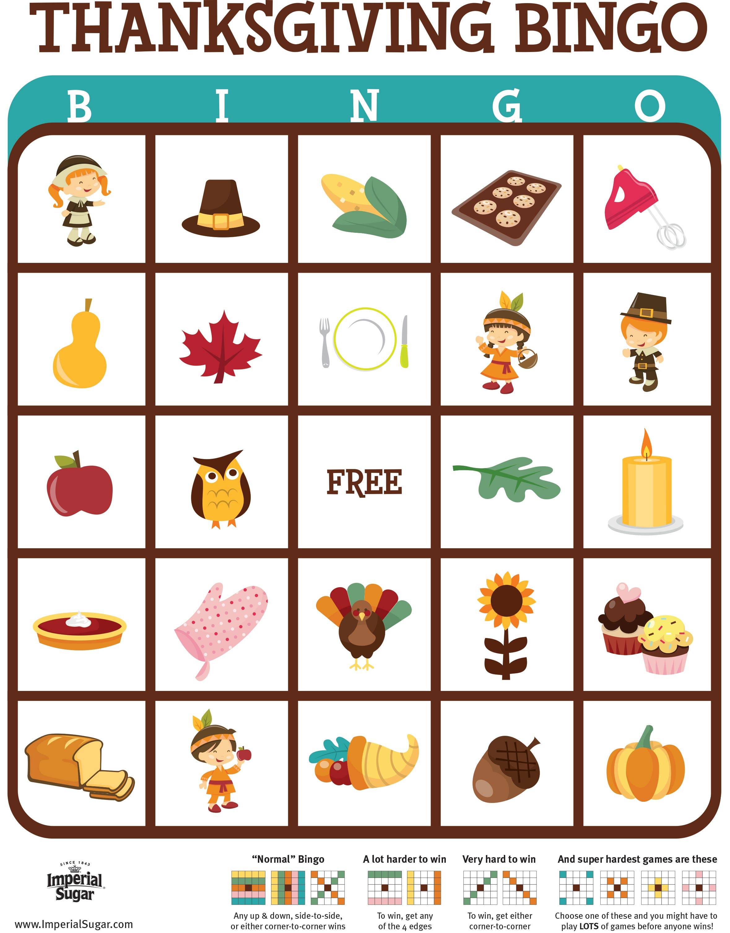 Thanksgiving Bingo Imperial Sugar