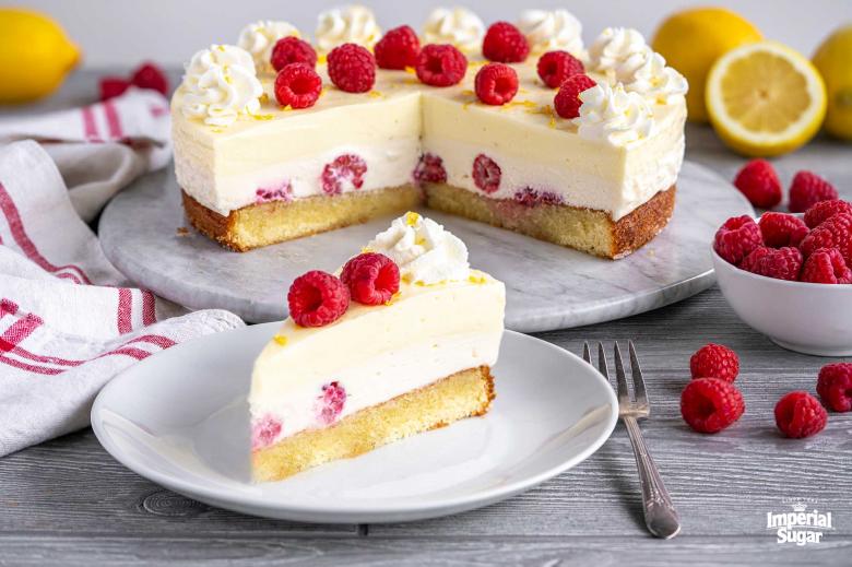 Lemon Raspberry Loaf Cake with Cream Cheese Frosting and Whipped Cream
