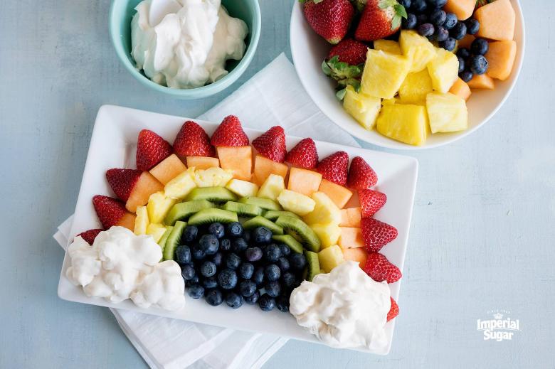 Fruit Rainbow & Marshmallow Whipped Cream Clouds